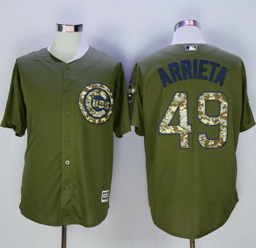 Cubs #49 Jake Arrieta Green Camo New Cool Base Stitched MLB Jersey